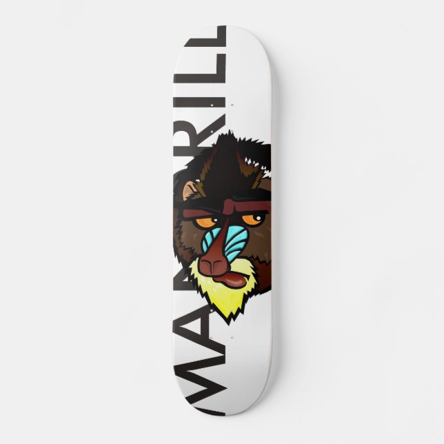SKATEBOARD CLAVIER GRAPHIQUE D'ILLUSTRATION MANDRILL COLORÉ (Recto)