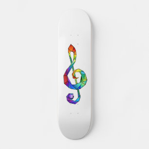 Skateboard Clé de musique arc-en-ciel