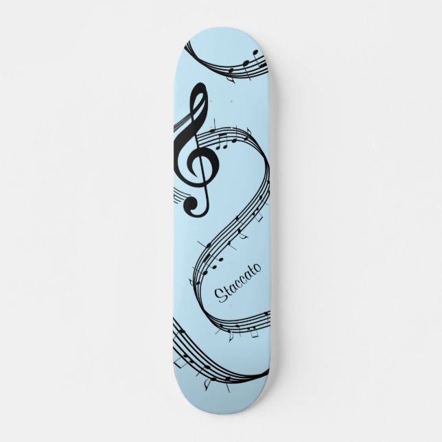 Skateboard Clé de sol généreuse personnelle bleue (Devant)