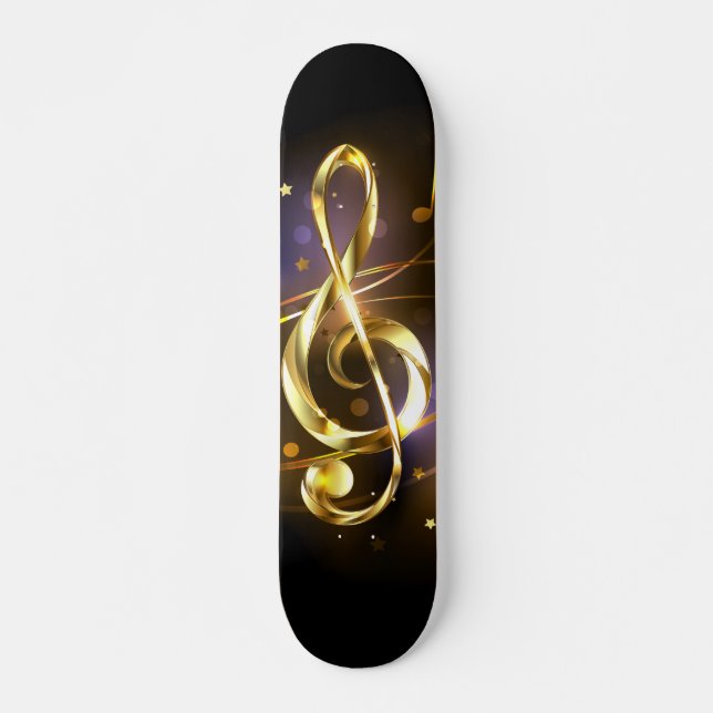 Skateboard Clé de Sol Musicale en Or (Devant)