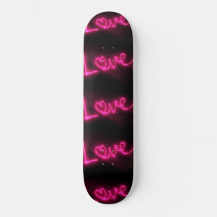 Skateboard coeur amour néon rose chaud skate noir