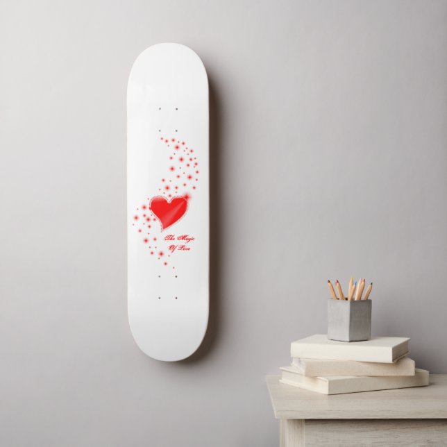 Skateboard Coeur arc-en-ciel avec étoiles, La magie de l'amou (Art mural)