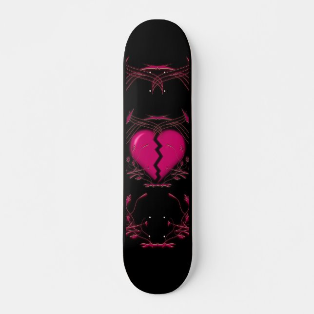 Skateboard Coeur brisé et oeuvre d'art tribale : rose : skate (Devant)