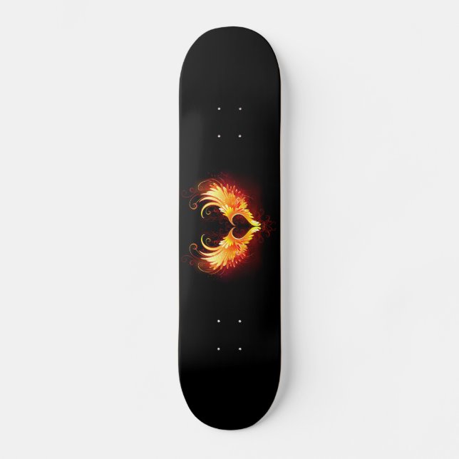 Skateboard Cœur d'ange de feu avec des ailes (Recto)