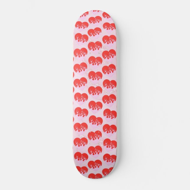 Skateboard Cœur de feu (Recto)
