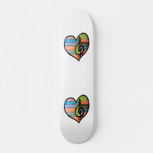 Skateboard Coeur de musique arc-en-ciel coloré personnalisabl