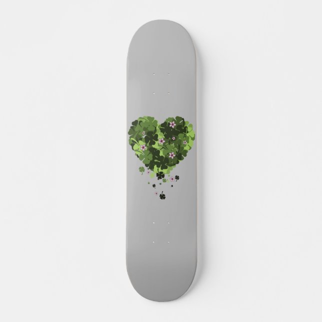 Skateboard Cœur de trèfle de la Saint-Patrick (Devant)