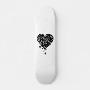 Skateboard Cœur de Trèfle Noir
