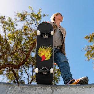Skateboard Coeur en flammes