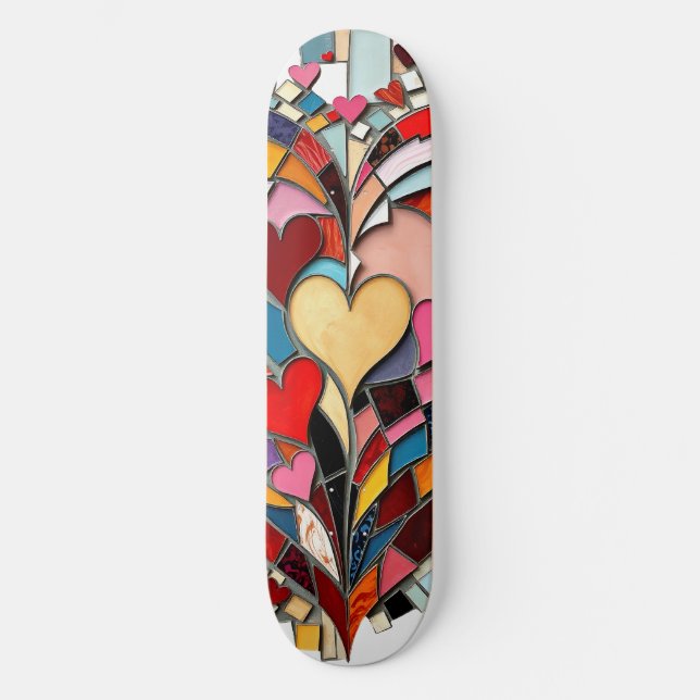 Skateboard Cœur Mosaïque d'Amour (Recto)