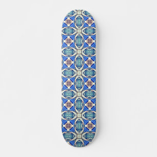 Skateboard Coeurs de mandala bleu motif Thunder_Cove