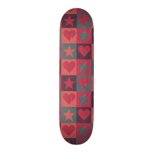 Skateboard Coeurs et rose de profil sous convention