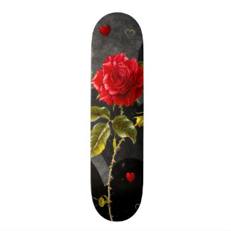 Skateboard Coeurs grunges noirs avec le rose rouge