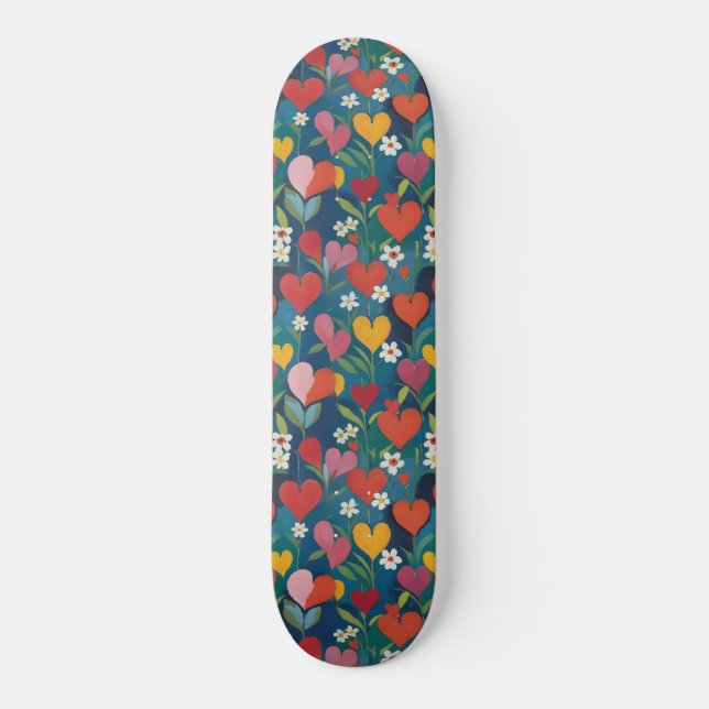 Skateboard Coeurs joueurs Floral (Recto)