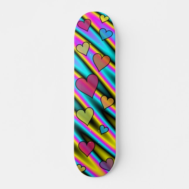 Skateboard Coeurs Kaleidoscope (Devant)