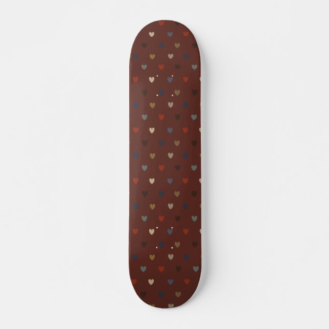 Skateboard Coeurs Polka sur kilim brown (Devant)