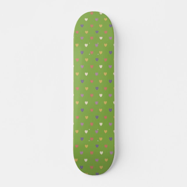Skateboard Coeurs Polka sur vert vert (Devant)