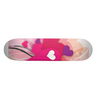 Skateboard Coeurs roses
