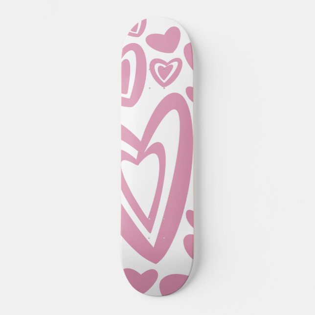 Skateboard Coeurs roses Motif #1 #love #décoration #art (Recto)