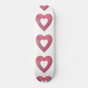 Skateboard Coeurs rouge et rose "3D"