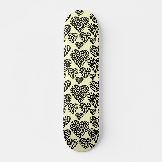 Skateboard Coeurs sur crème (Devant)