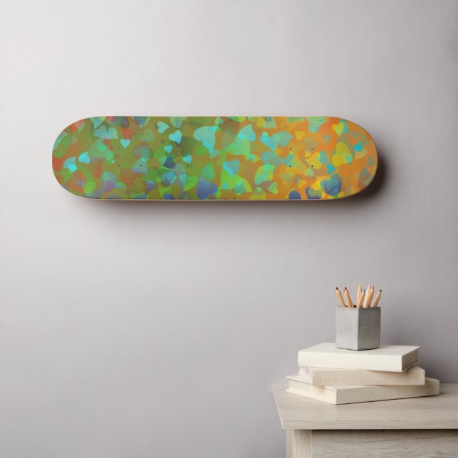 Skateboard Coeurs tombants Orange (Art mural (Horz))