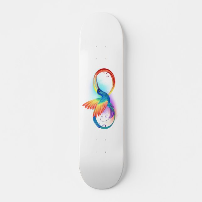 Skateboard Colibri arc-en-ciel avec symbole Infinity (Devant)