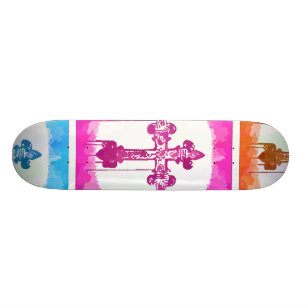 Skateboard Collage chrétien d'art de bruit de croix colorées