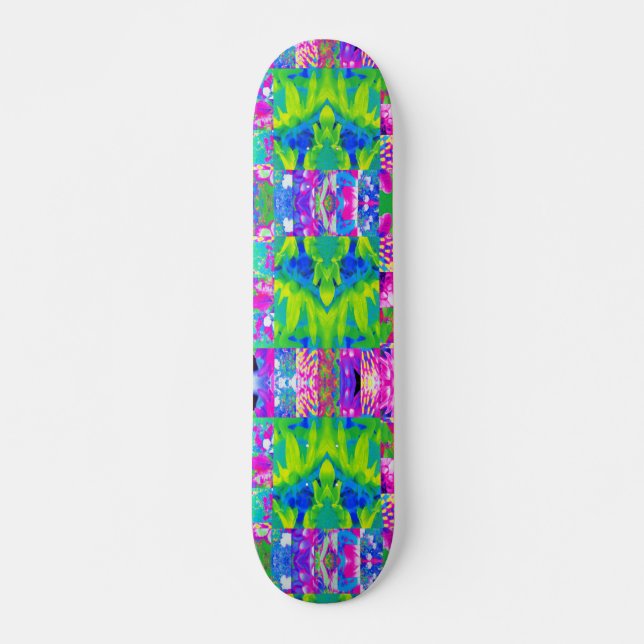 Skateboard Collage de jardin de tournesols en patchwork abstr (Devant)
