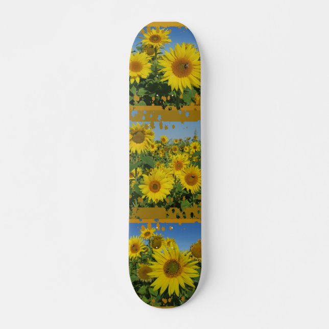 Skateboard collage de tournesol dans le ciel bleu skatboard d (Devant)