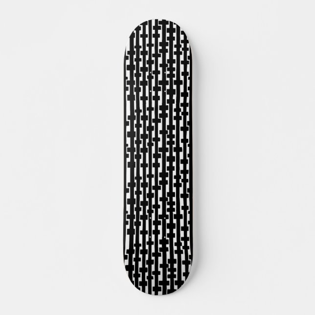 Skateboard Colonnes Abstraites - Noir sur Blanc (Devant)