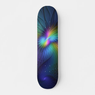 Skateboard Coloré Avec Bleu Moderne Art Fractal Abstrait