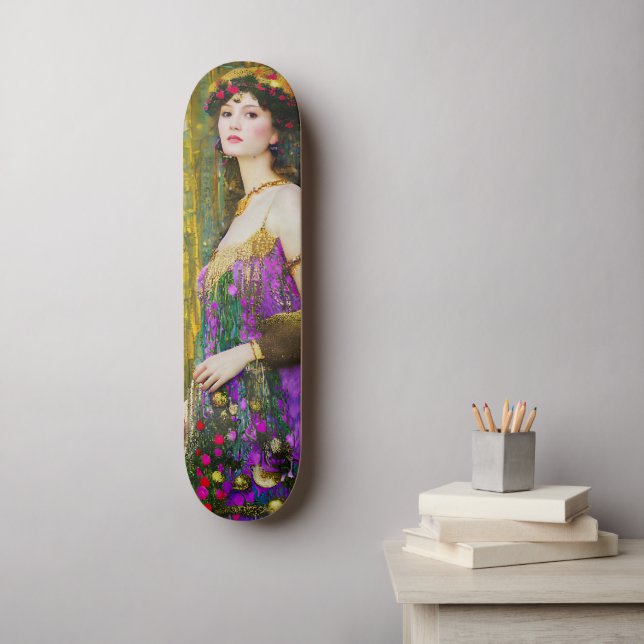 Skateboard Coloré Klimt Style Collage Portrait d'une femme (Art mural)