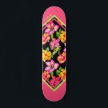 Skateboard Coloré Tropical Moderne Floral Nom personnalisé<br><div class="desc">Ce design moderne présente un motif floral tropical coloré avec votre nom personnalisé. Personnalisez en modifiant le texte dans la zone de texte fournie. #skate #skateboards #skaterlife #cool #tropicool #sports #outdoor #fun</div>