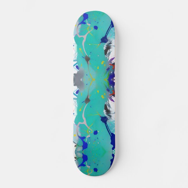 Skateboard Colorée abstraite aqua fuchsia indigo kitty voices (Recto)