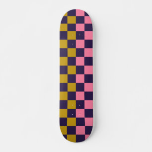 Skateboard Colorful Checked Motif Retro Moderne esthétique Sk