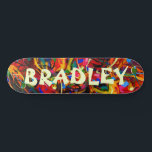 Skateboard Colorful Modern Abstrait Personnalisé Nom Personna<br><div class="desc">Colorful Modern Abstrait Personnalisé Nom personnalisé Skateboard vous propose votre nom personnalisé dans la typographie moderne sur un arrière - plan abstrait coloré. Personnalisez en modifiant le texte dans la zone de texte fournie. Offrez un cadeau sur mesure, un skateboard personnalisé à votre skateboarder préféré pour Noël, anniversaire ou votre...</div>