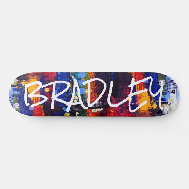 Skateboard Colorful Modern Abstrait Personnalisé Nom Personna (Horz)