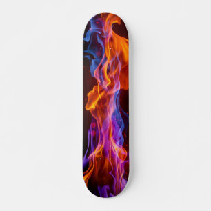 Skateboard Colorful multicolored flames