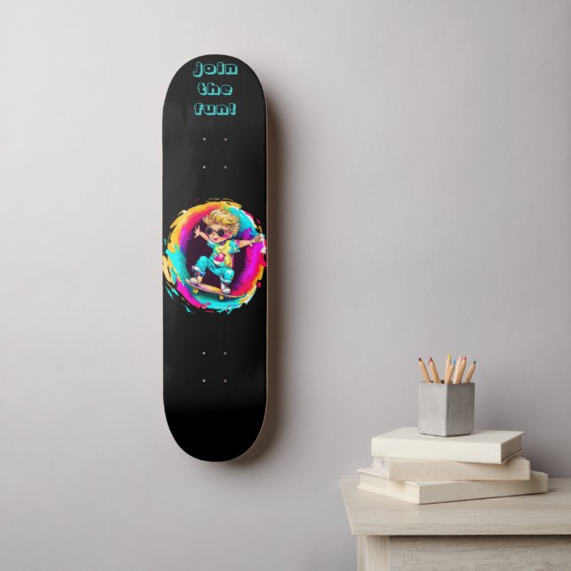 SKATEBOARD COLORFUL SKATER FUN! (Art mural)