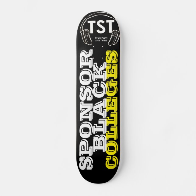 Skateboard COMMANDITE UN COLLÈGE NOIR Planche à roulettes (Recto)