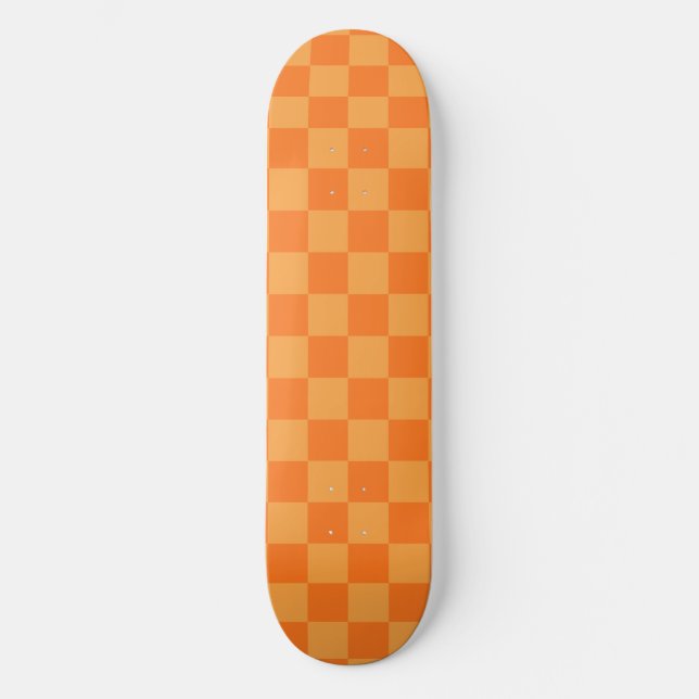 Skateboard Conception à carreaux orange clair et foncé  (Recto)