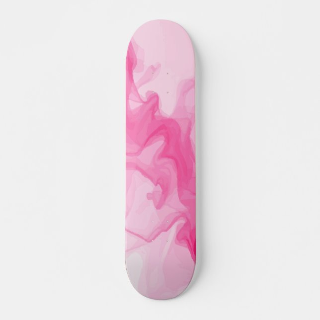Skateboard Conception Abstraite de Fumée Rose Pastel (Devant)