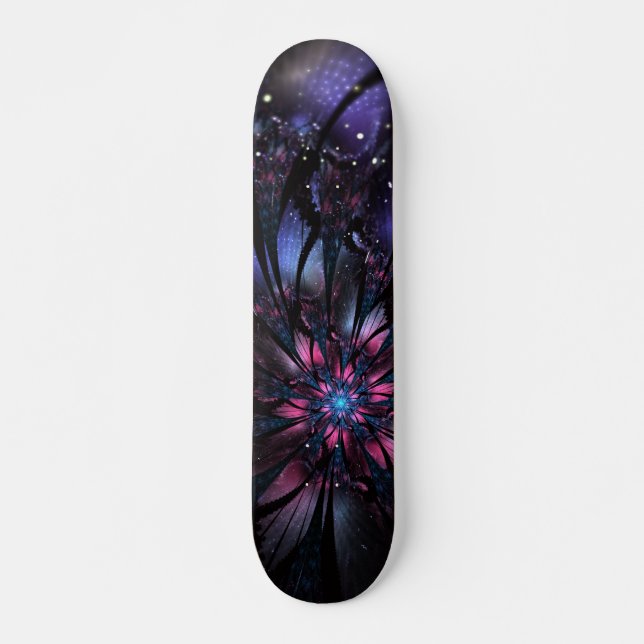 Skateboard Conception Abstraite des fleurs fractales. (Devant)