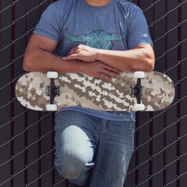 Skateboard Conception Abstraite Irrégulière Camo Terre Neutre (Extérieur 3)