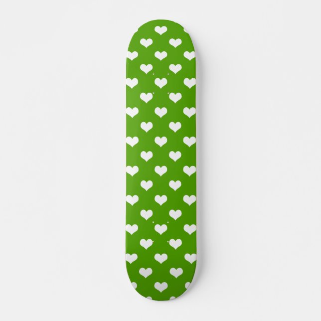 Skateboard Conception de coeurs adorables verts blancs  (Devant)