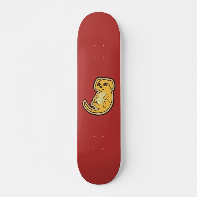 Skateboard Conception De Dessin De Chien Jaune Et Rouge (Devant)