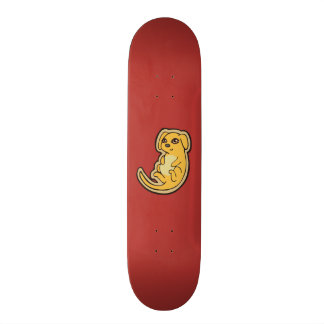 Skateboard Conception De Dessin De Chien Jaune Et Rouge