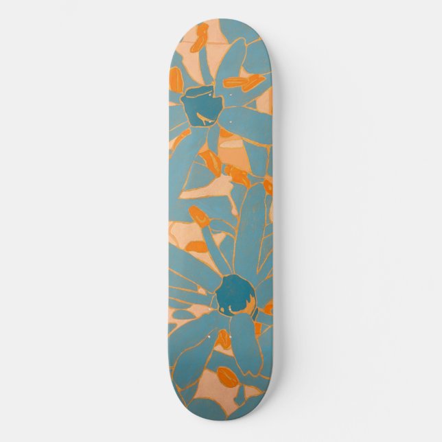 Skateboard Conception de feuille contemporaine pêche (Recto)