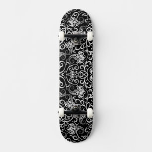 Skateboard Conception de fleurs de dalmatien noir mignon